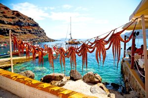 Octopus,Drying,In,The,Sun,Europe,Greece,Santorini,And,Light