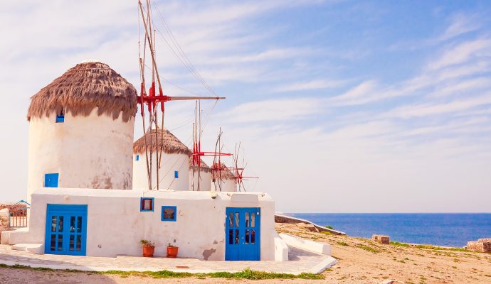 Windmills,On,A,Hill,Near,The,Sea