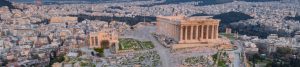 Aerial,View,Of,Acropolis,Of,Athens,,The,Temple,Of,Athena