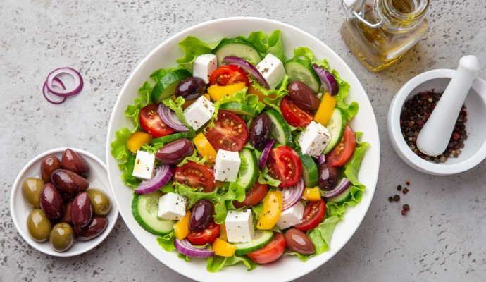 Greek,Salad,(,Tomato,,Cucumber,,Bel,Pepper,,Olives,And,Feta