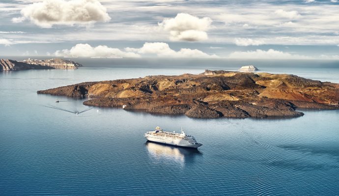 Beautiful,Landscape,With,Sea,View.,Cruise,Liner,At,The,Sea